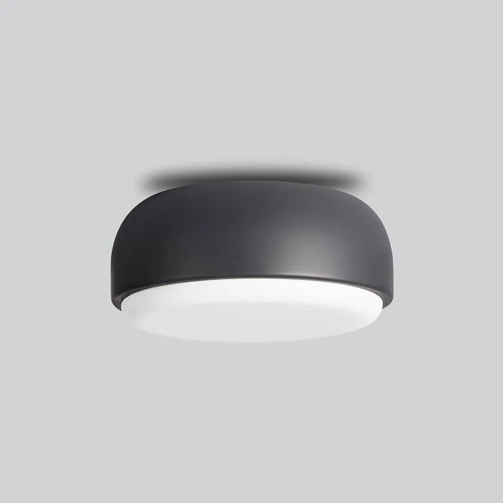 30cm Flush Ceiling Light - White, Metal