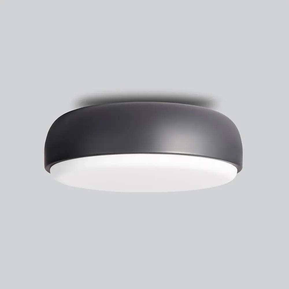 40cm Flush Ceiling Light - Dark Grey, Metal