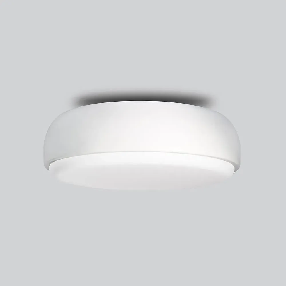 40cm Flush Ceiling Light - White, Metal