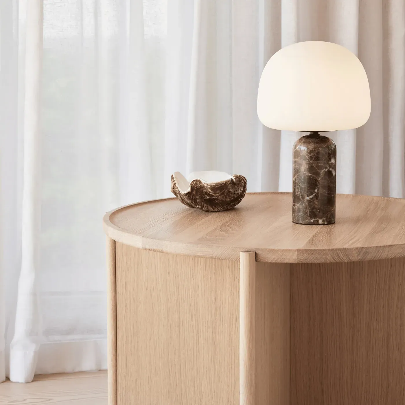 40cm LED Table Lamp with Dimmer - White, Glass