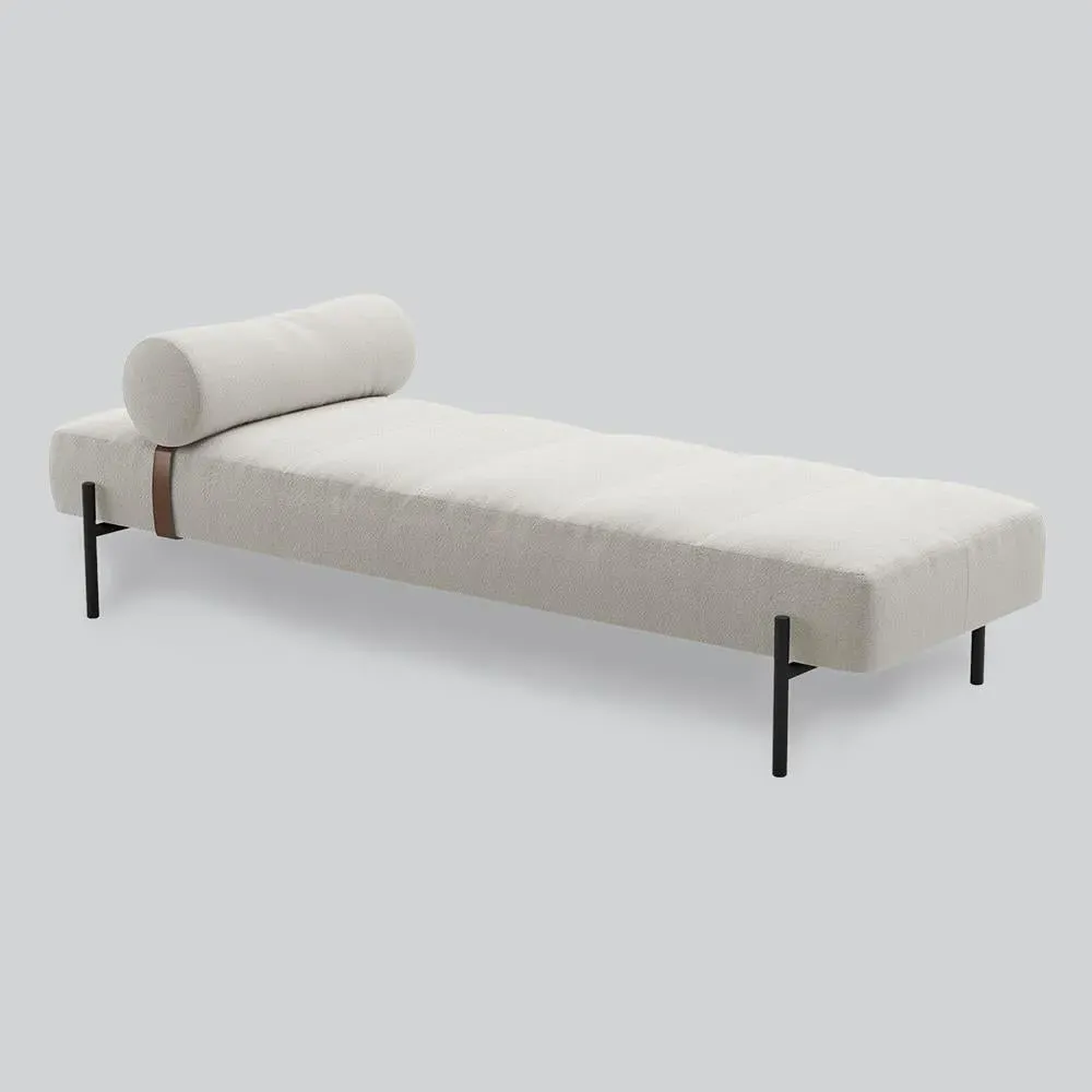 Adjustable Daybed with Leather Strap - Black, Steel