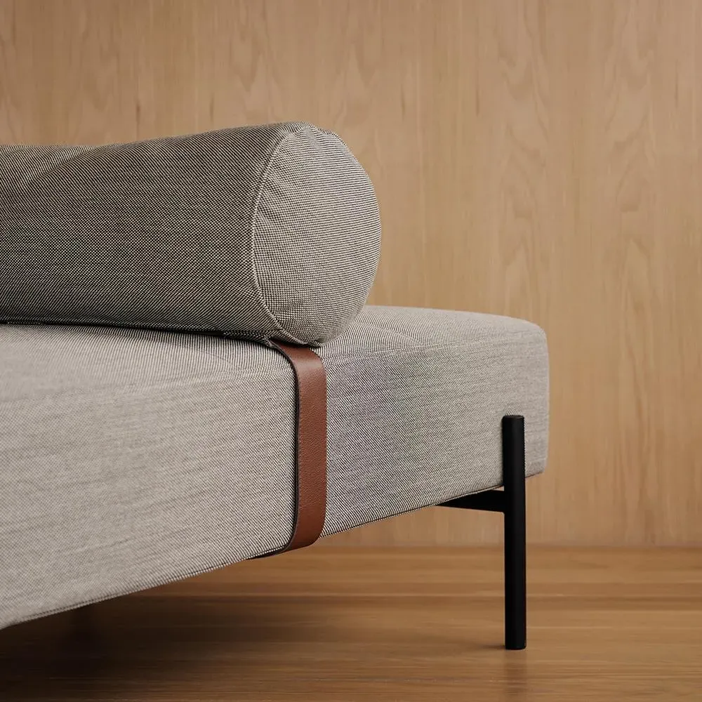 Adjustable Daybed with Leather Strap - Black, Steel