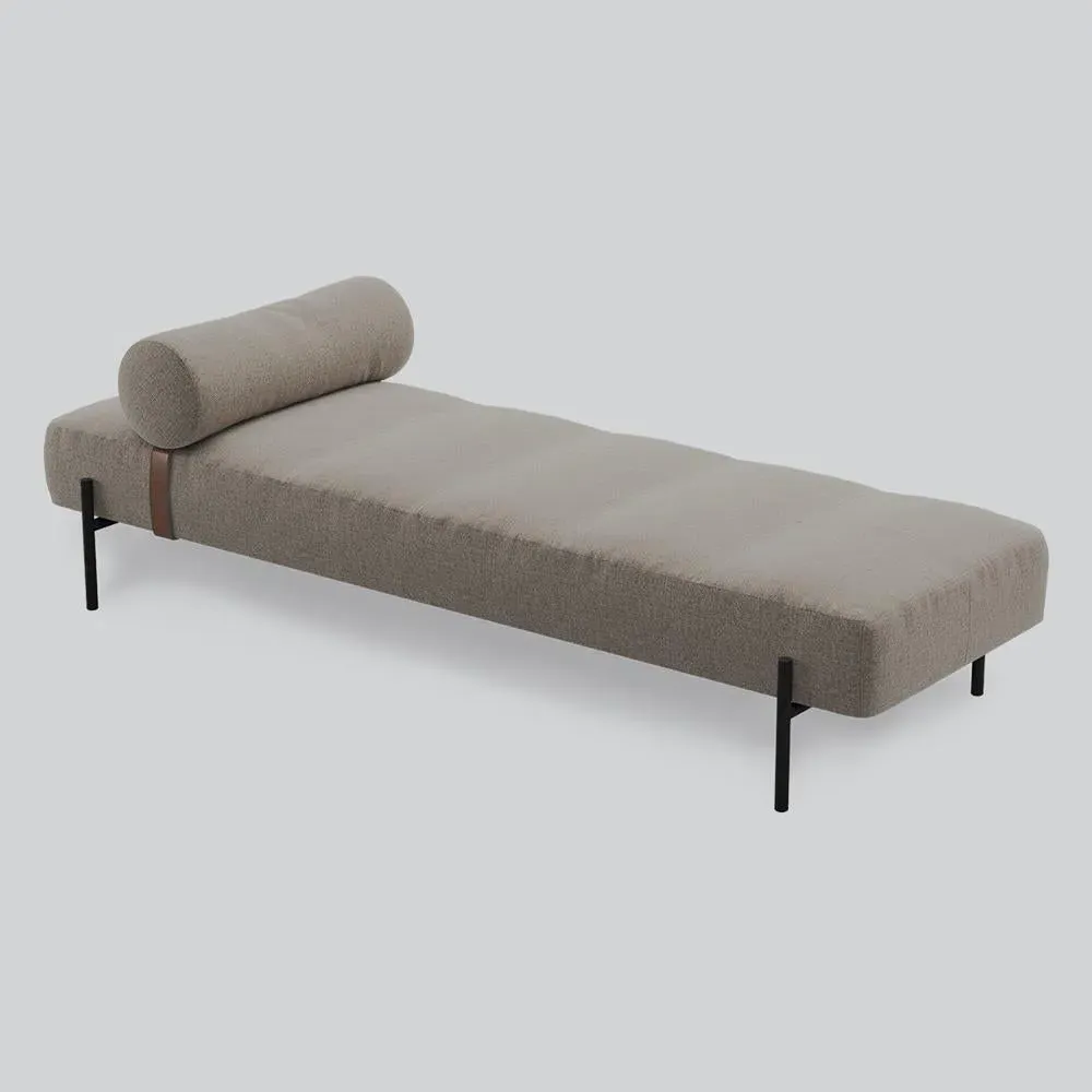 Adjustable Daybed with Leather Strap - Black, Steel image