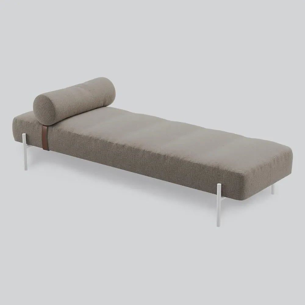 Adjustable Daybed with Leather Strap - White, Steel