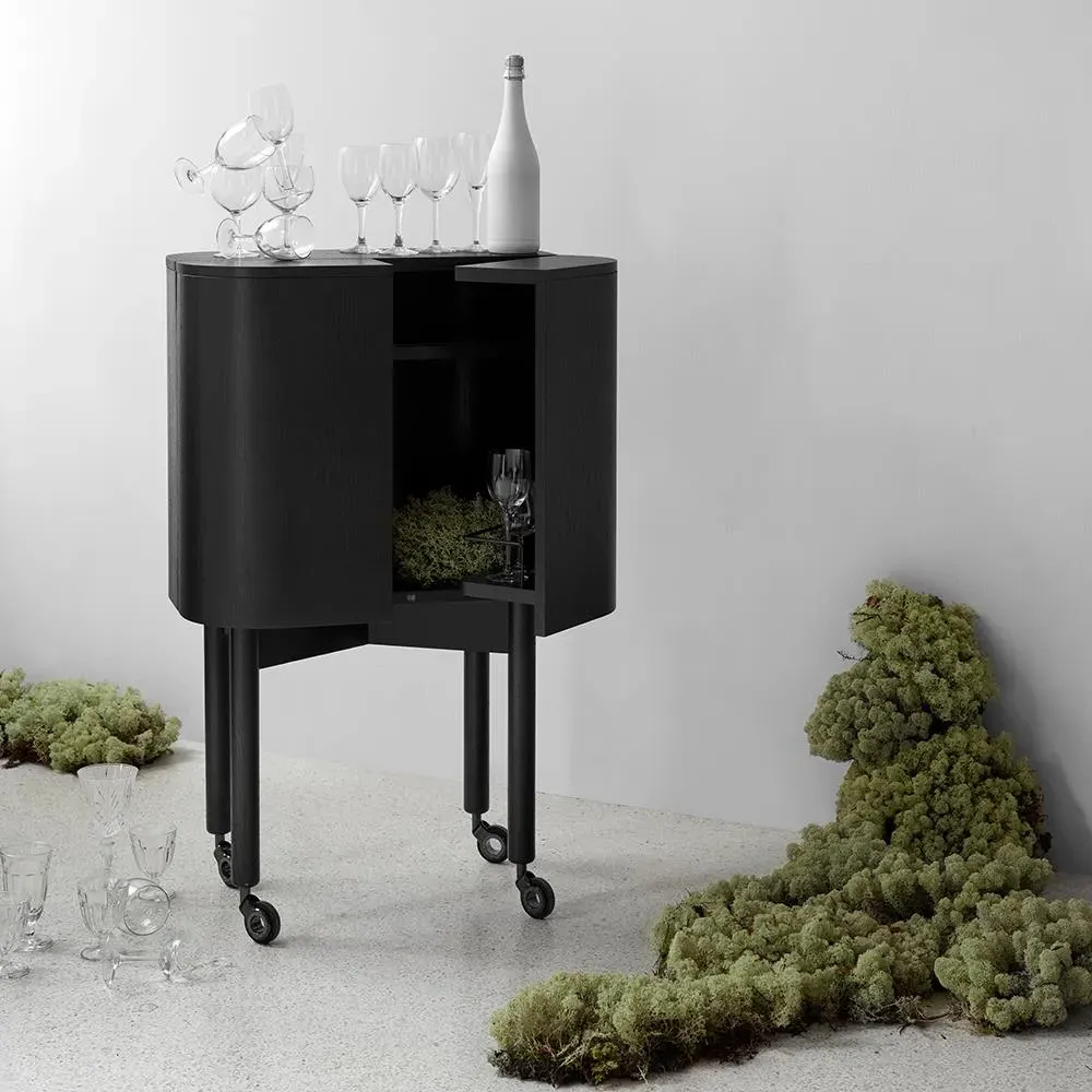 Bar Cabinet with Shelf - Black Oak