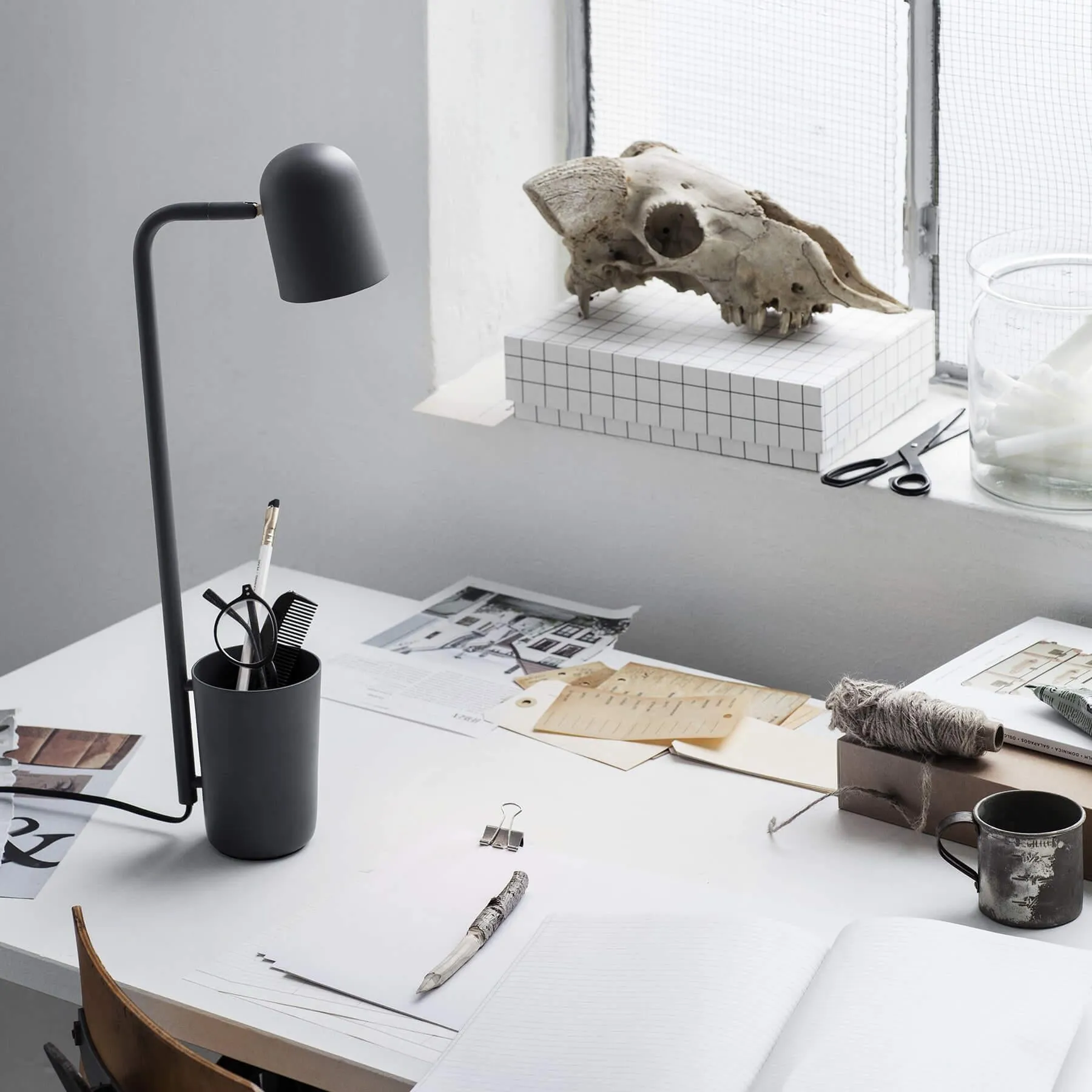 Buddy Desk Lamp with Storage - Off-White