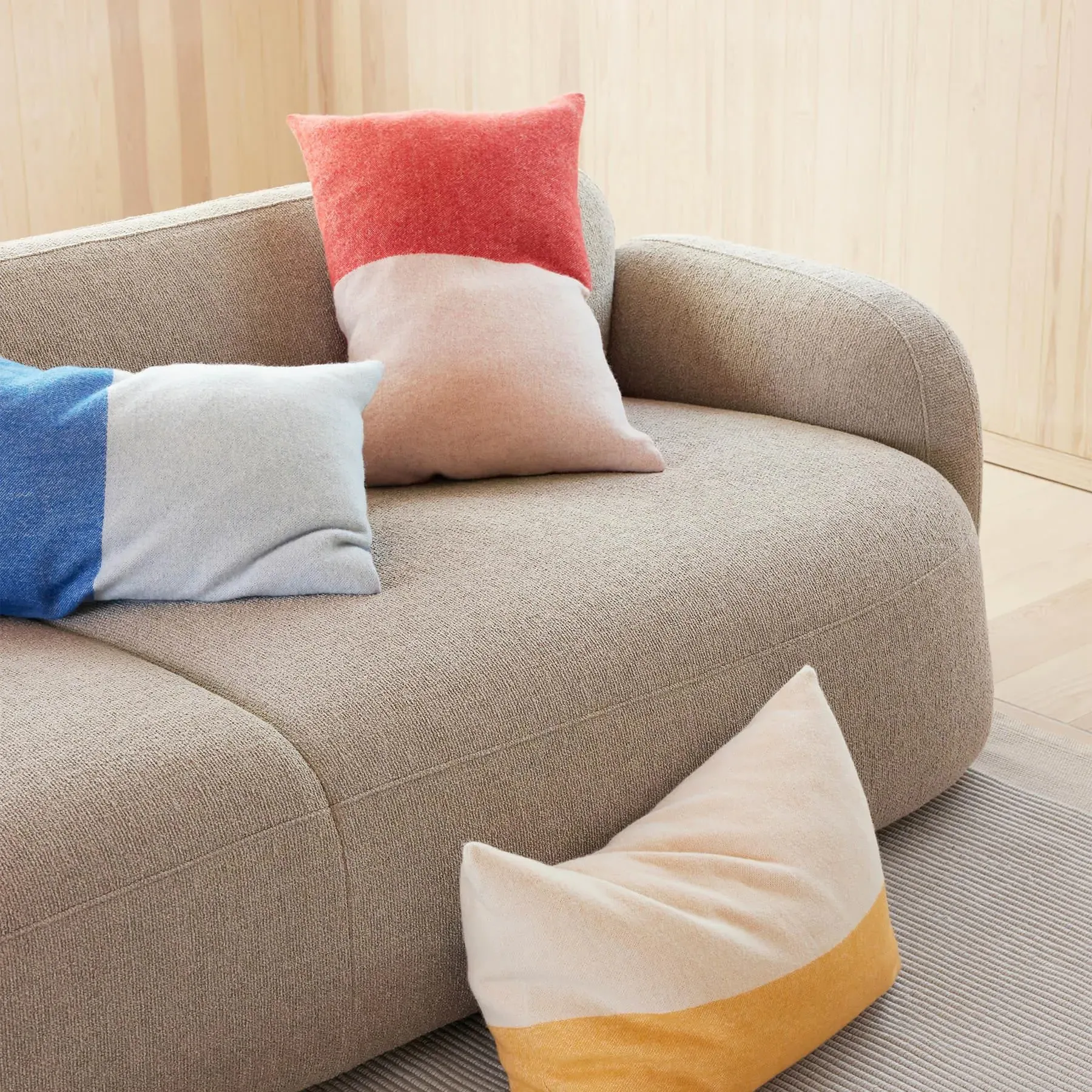 Cushion Cover with Vertical Pattern - Blue, Merino Wool