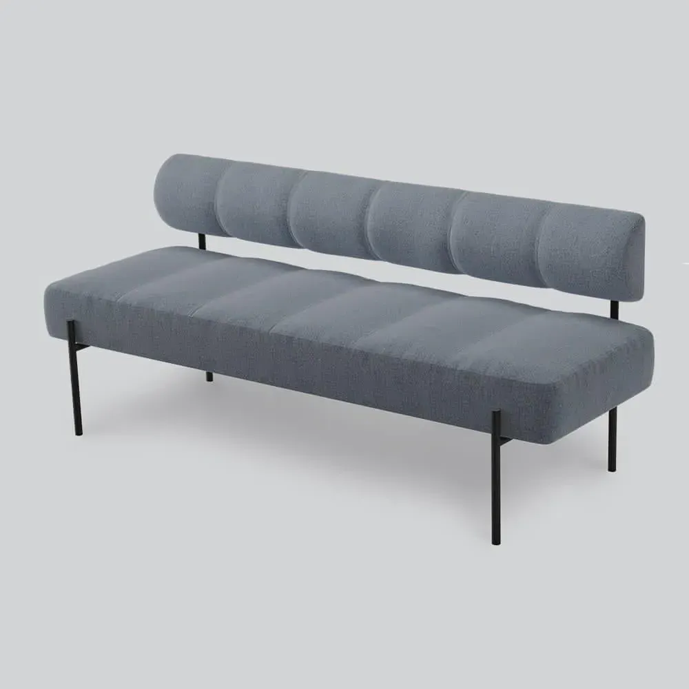 Dining Sofa with Quilted Seat - Black, Steel