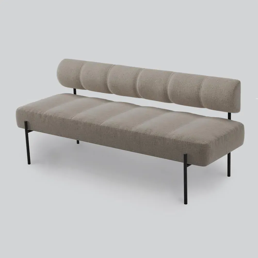 Dining Sofa with Quilted Upholstery - Black, Steel