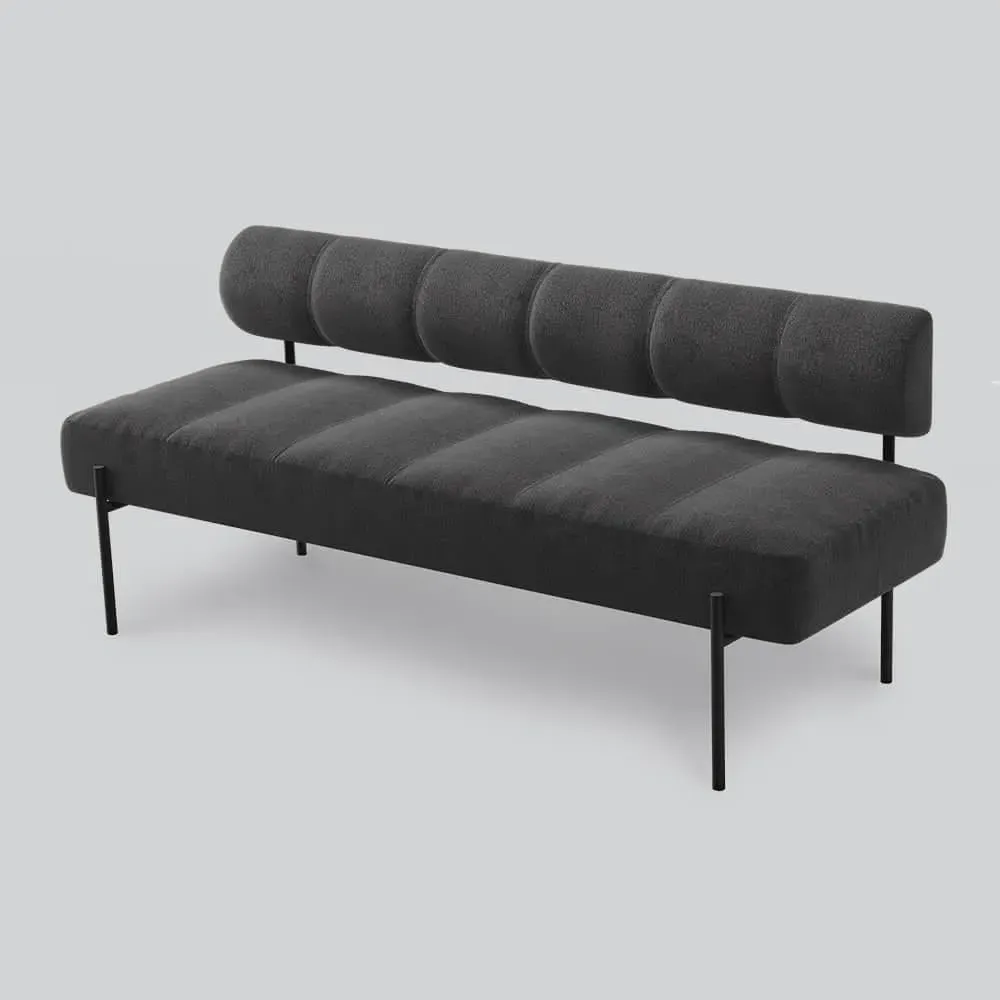Dining Sofa with Quilted Upholstery - Black, Steel