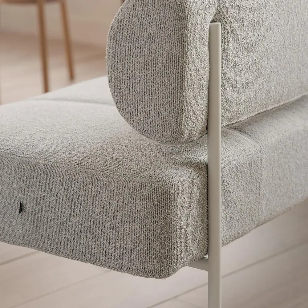 Dining Sofa with Quilted Upholstery - Grey, Metal