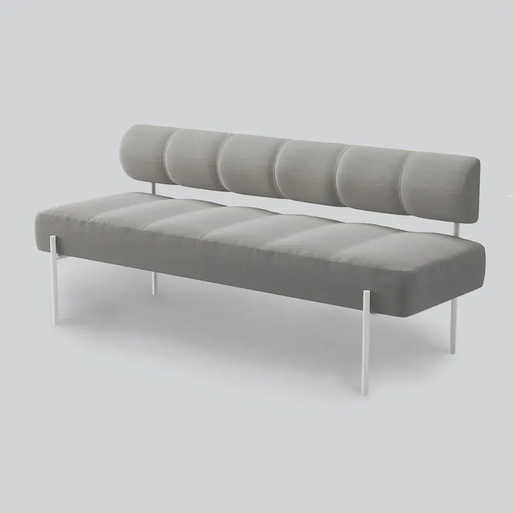 Dining Sofa with Quilted Upholstery - Grey, Metal