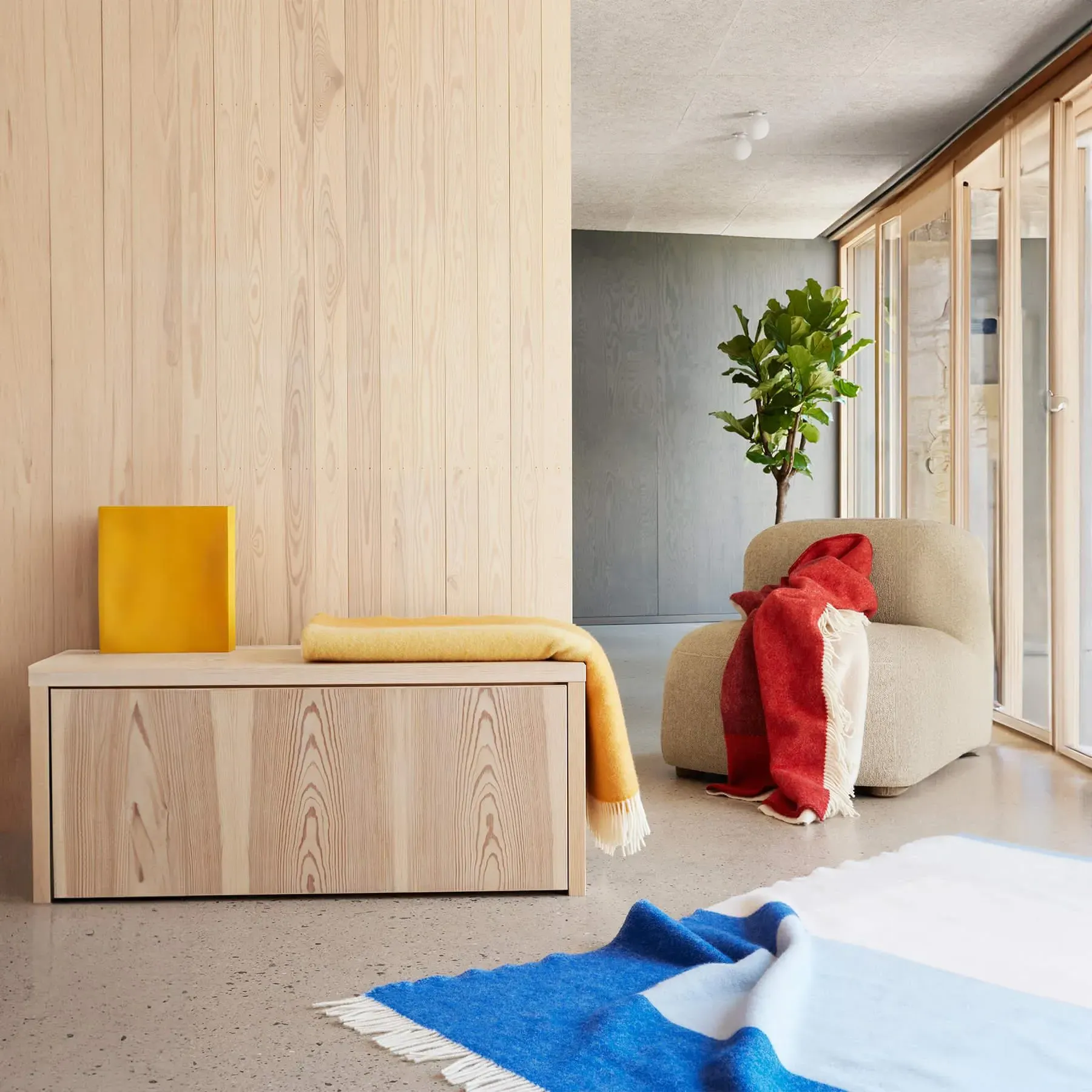 Echo Throw Blanket - Yellow, New Zealand Wool