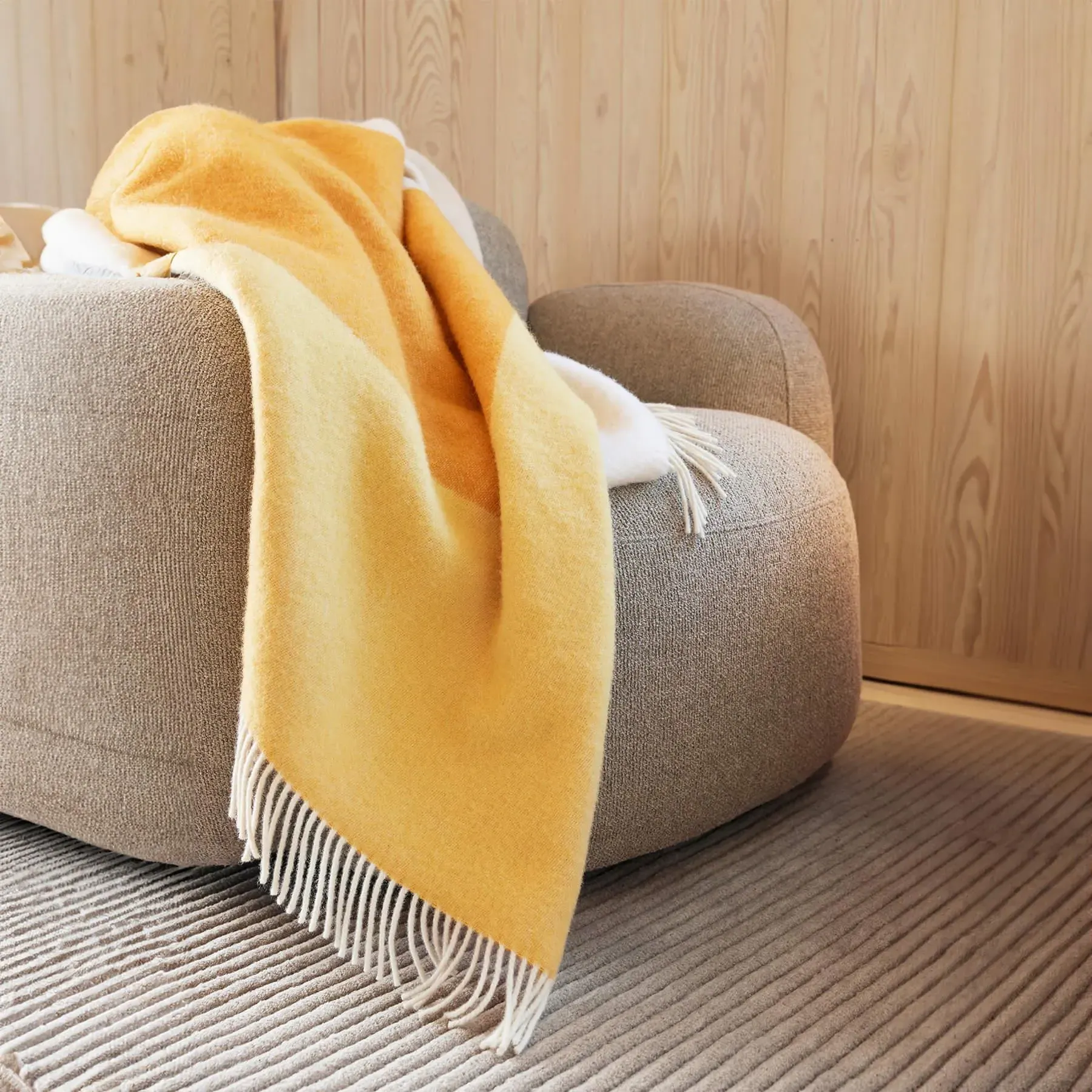 Echo Throw Blanket - Yellow, New Zealand Wool