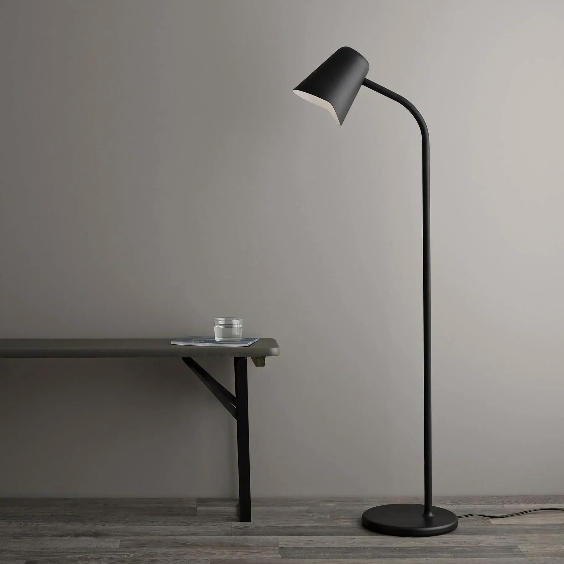 Floor Lamp with Adjustable Head - Black, Steel