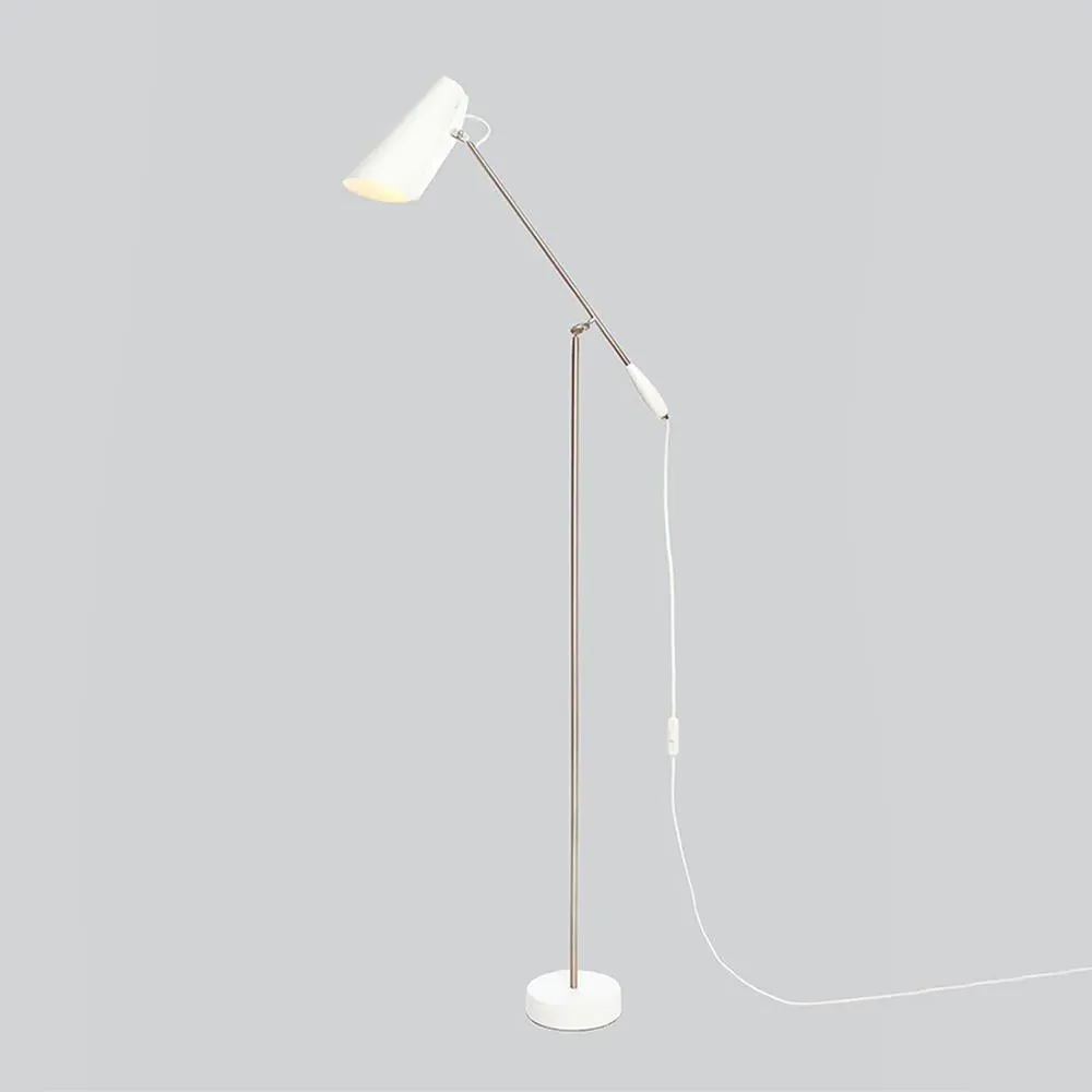 Floor Lamp with Adjustable Head - White, Steel
