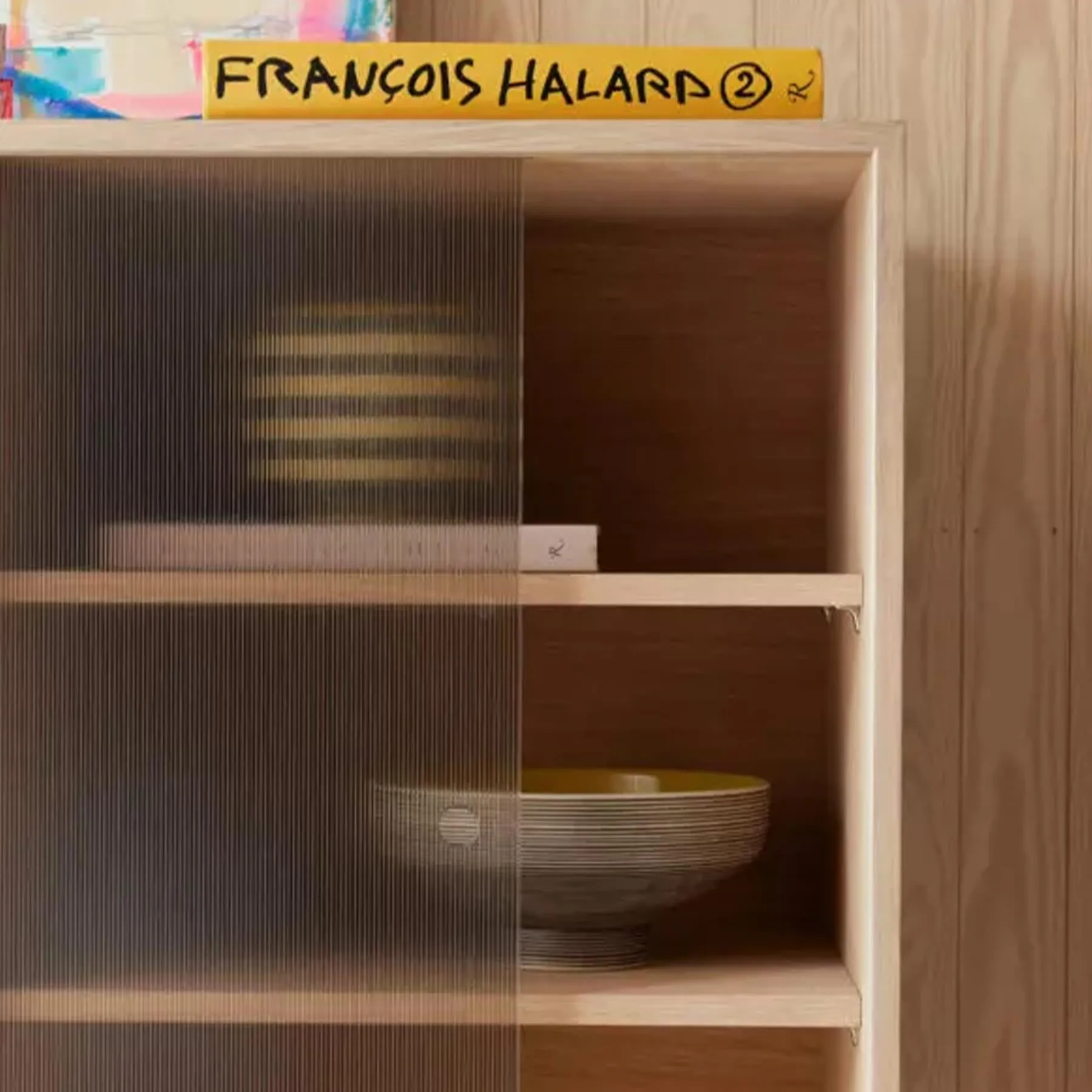 Glass Cabinet with High Legs - Black, Oak