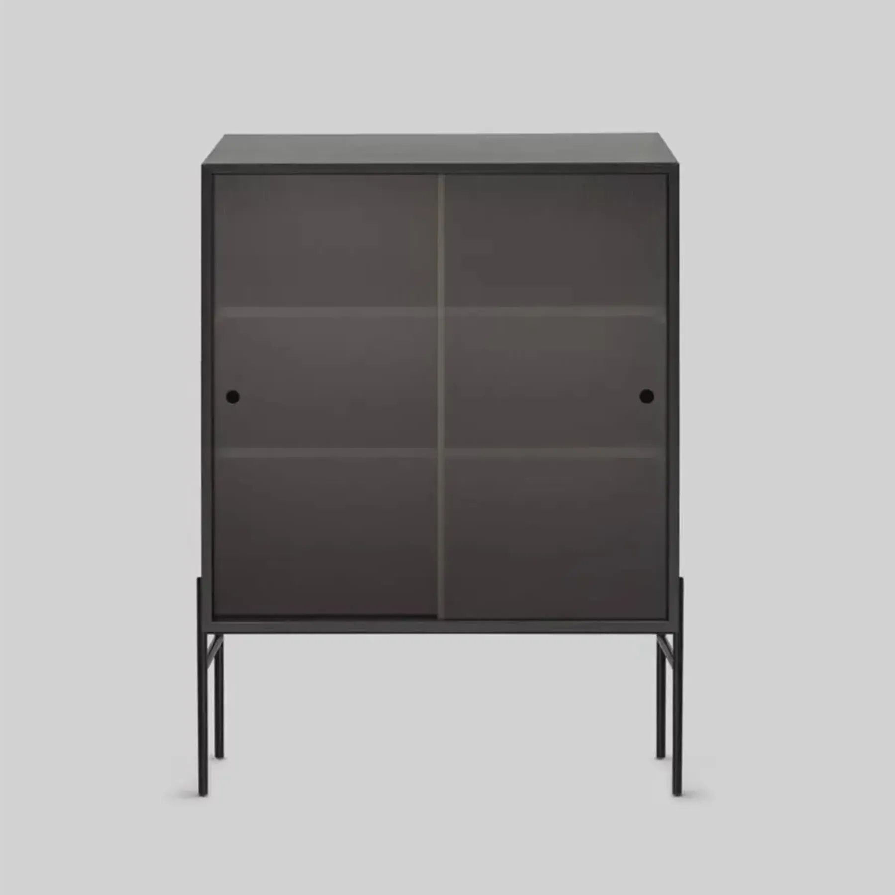 Glass Cabinet with Low Legs - Black, Oak