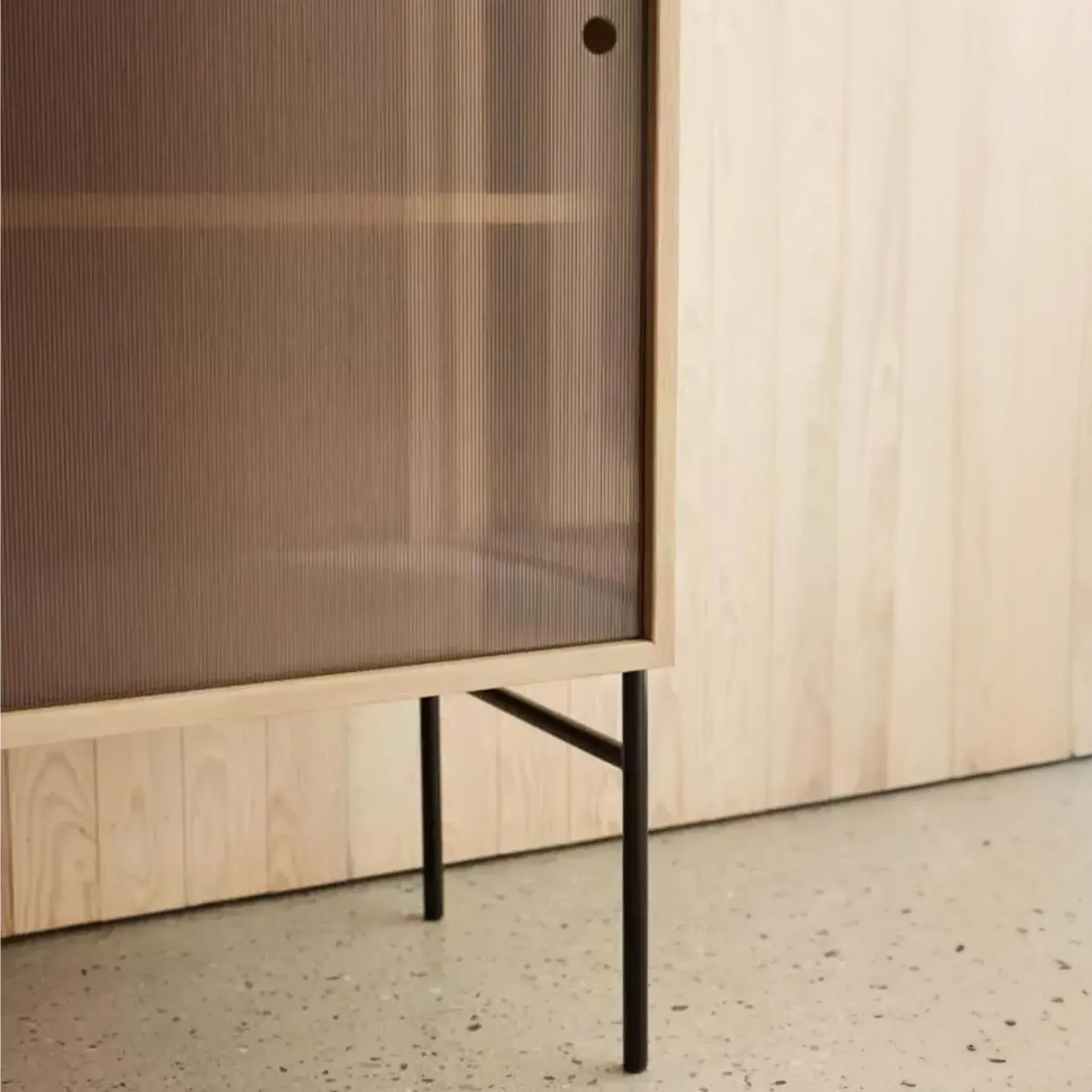 Glass Cabinet with Low Legs - Light Oak