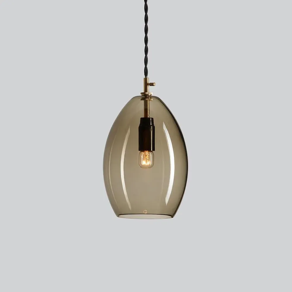Large Pendant Light - Grey, Blown Glass