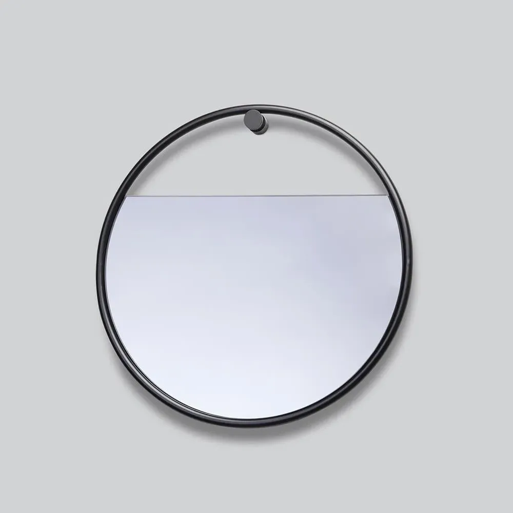 Round Wall Mirror - Black, Steel image