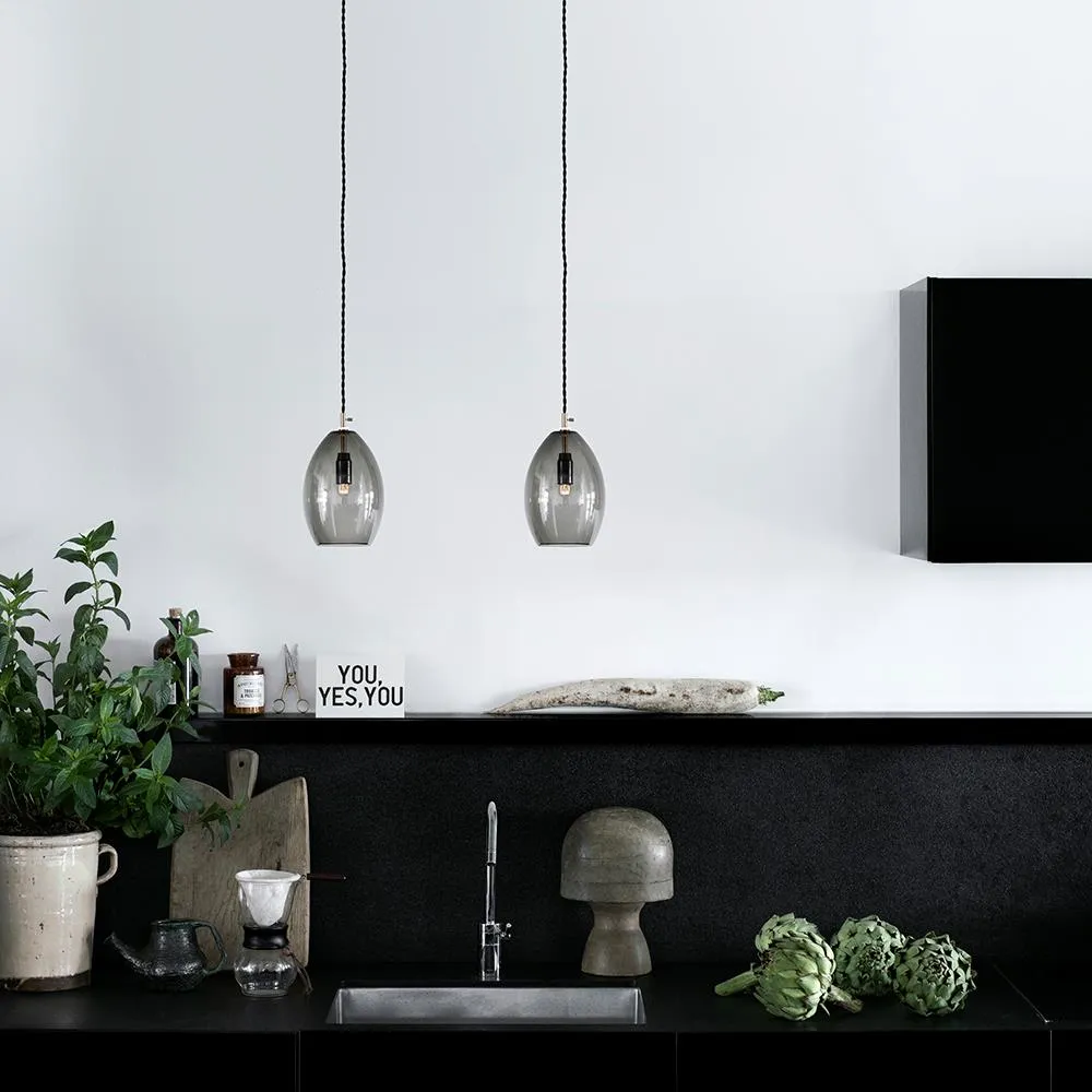 Small Pendant Light - Grey, Blown Glass