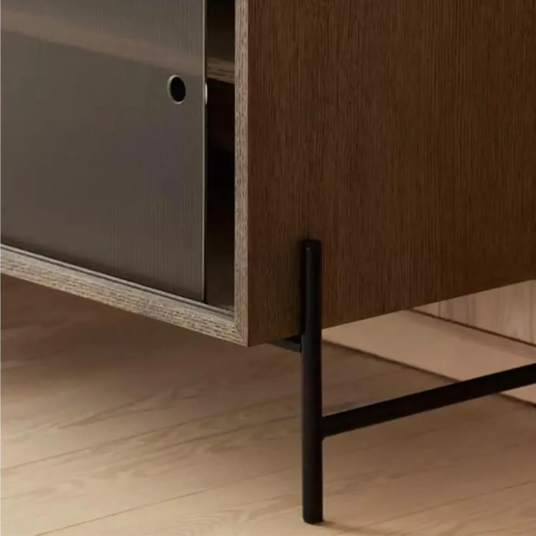 Storage Cabinet with Glass Doors - Black, Oak