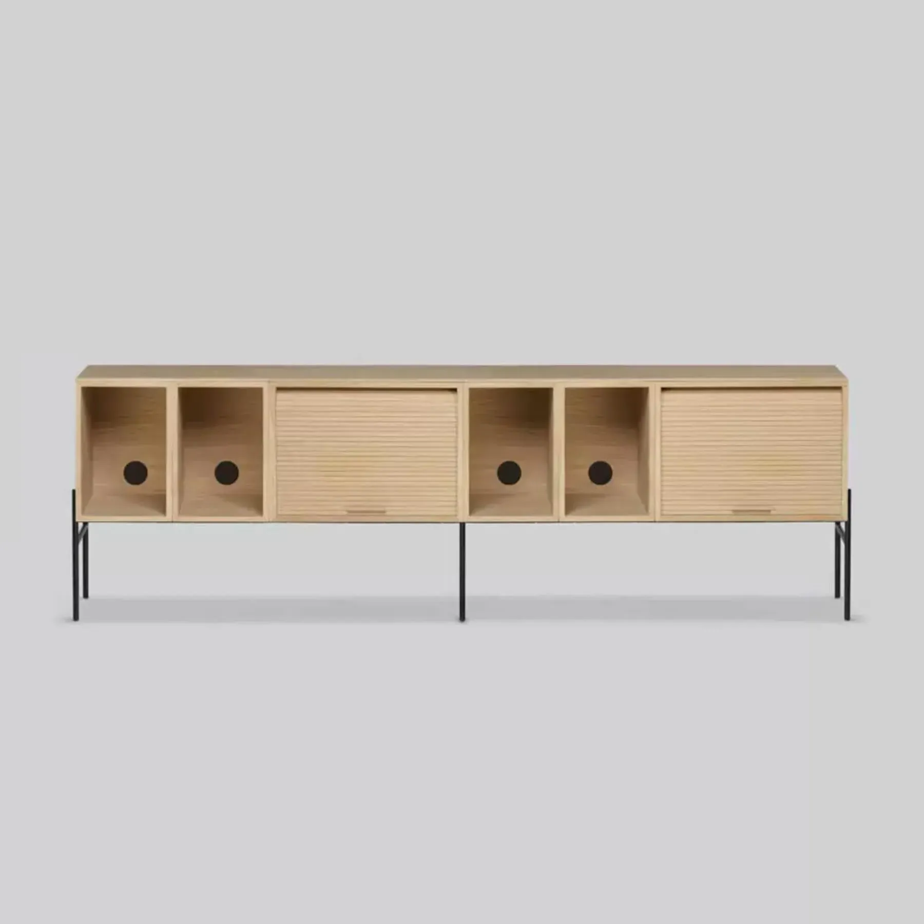 Storage System with Roller Door - Black, Oak
