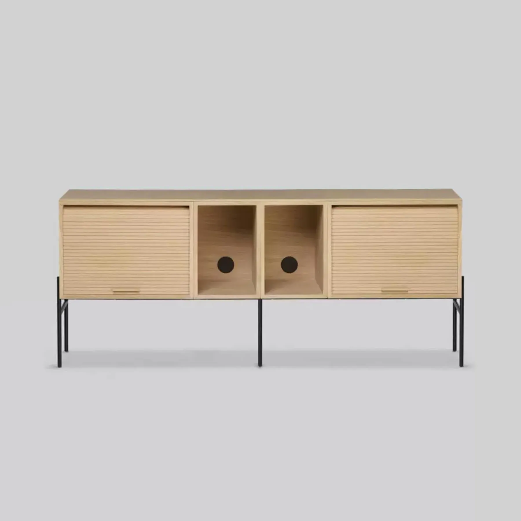 Storage System with Roller Door - Light Oak