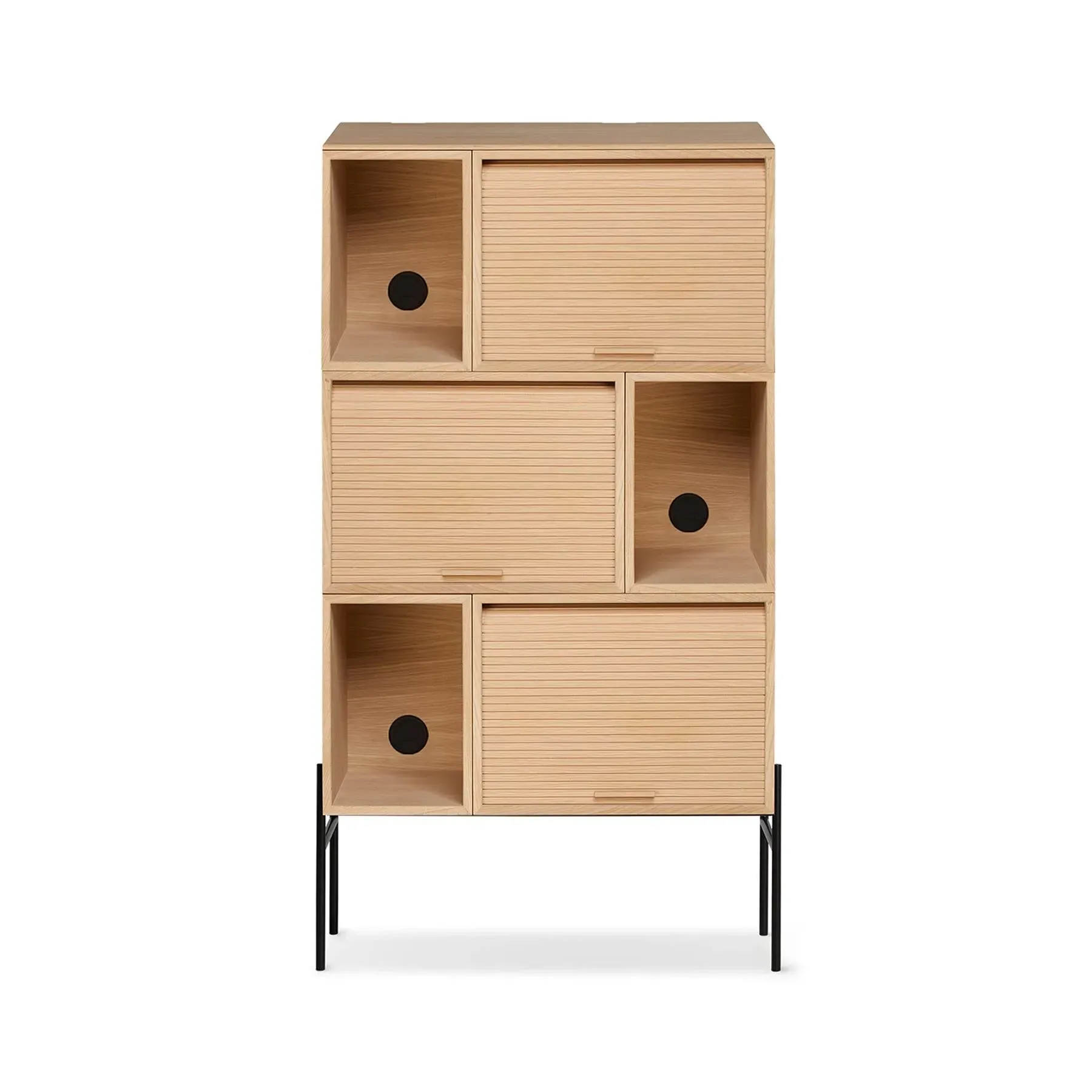 Tall Floor Cabinet with Scrolling Door - Black