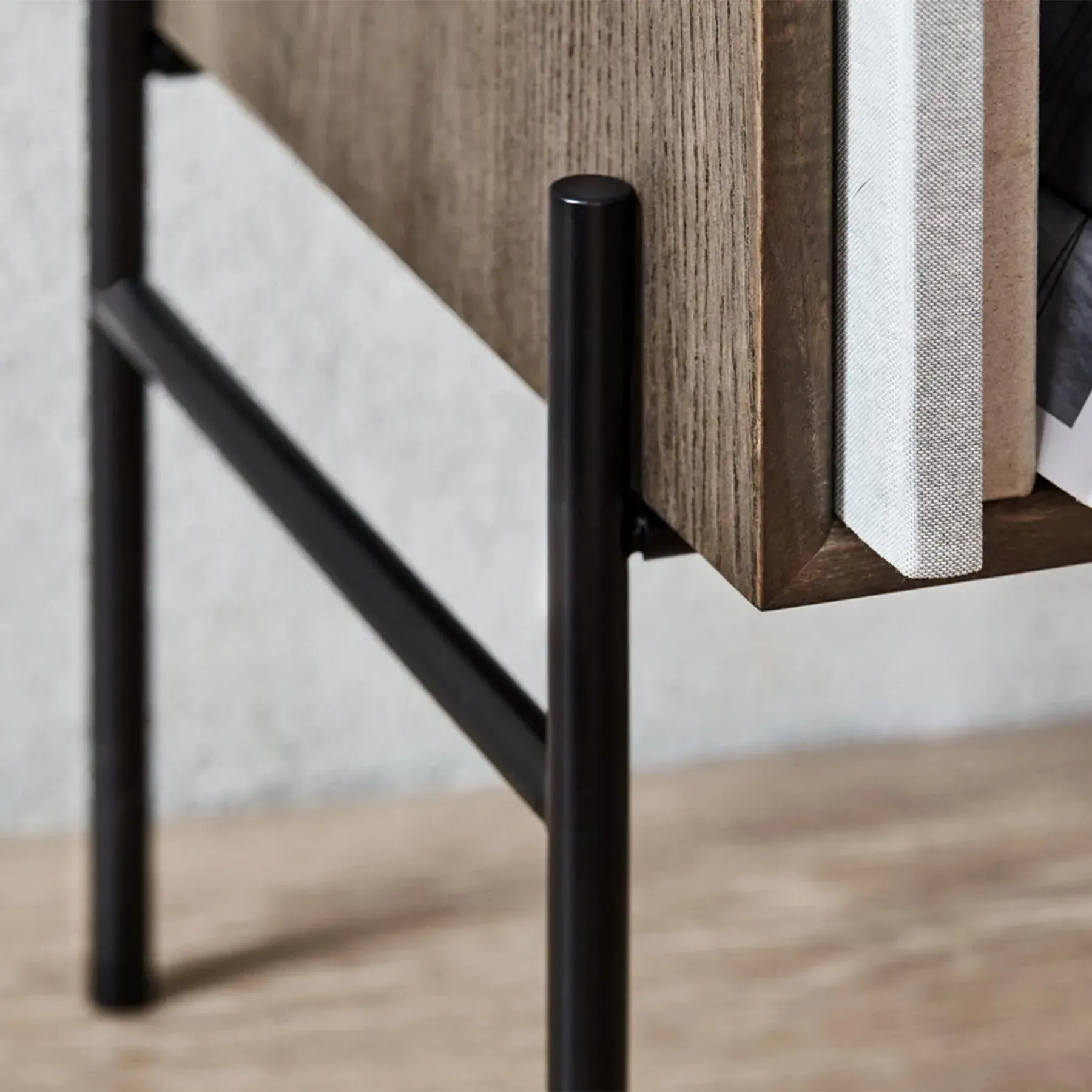 Tall Floor Cabinet with Scrolling Door - Black