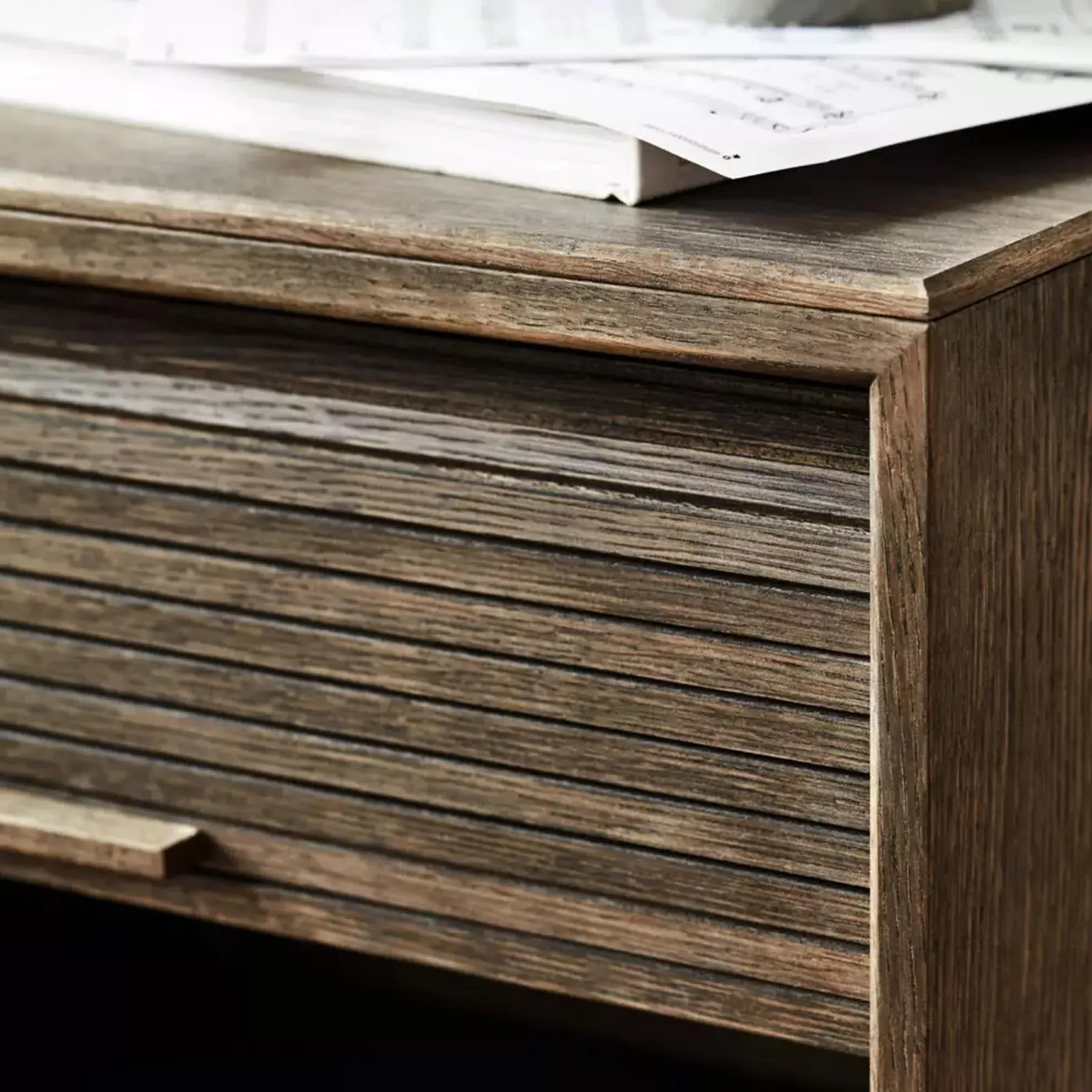 Tall Floor Cabinet with Scrolling Door - Black