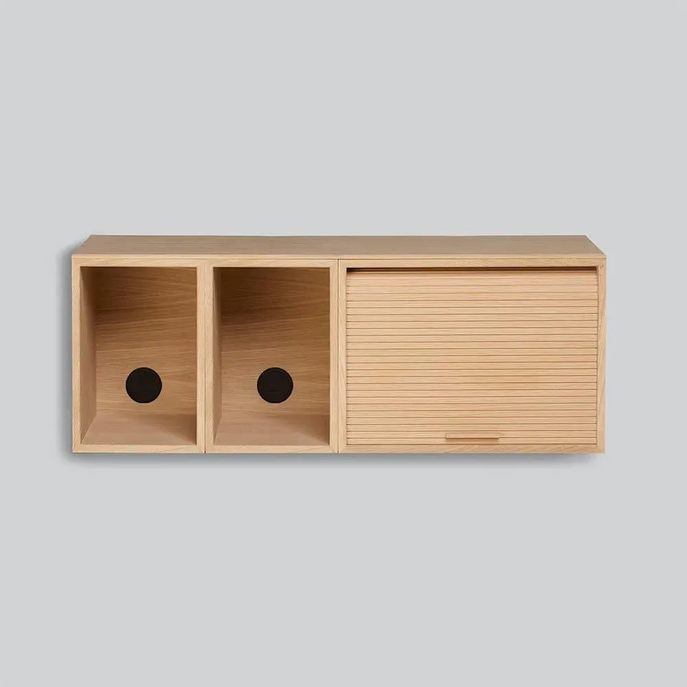 Wall-Mount Cabinet with Scrolling Door - Oak