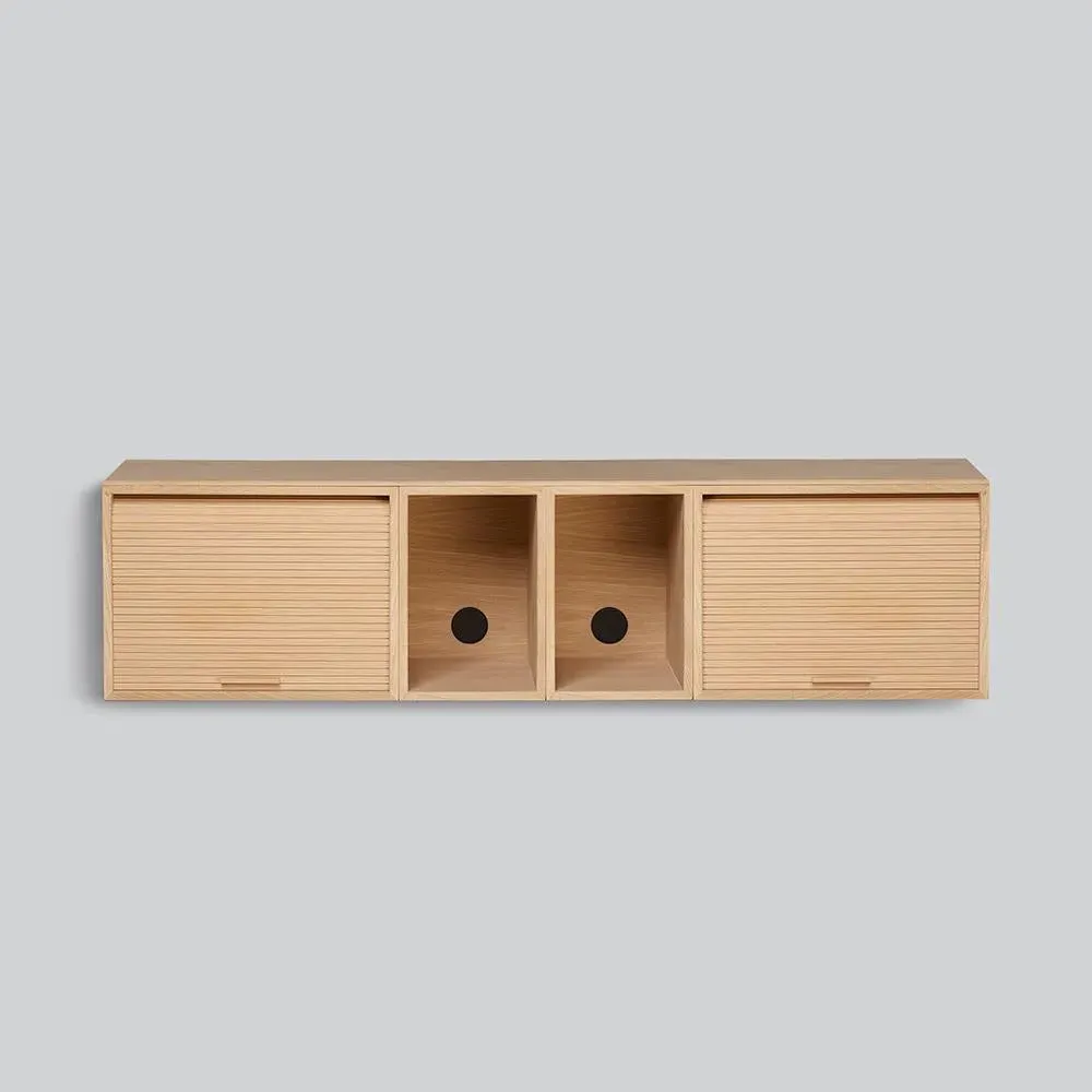 Wall-Mount Cabinet with Scrolling Door - Oak