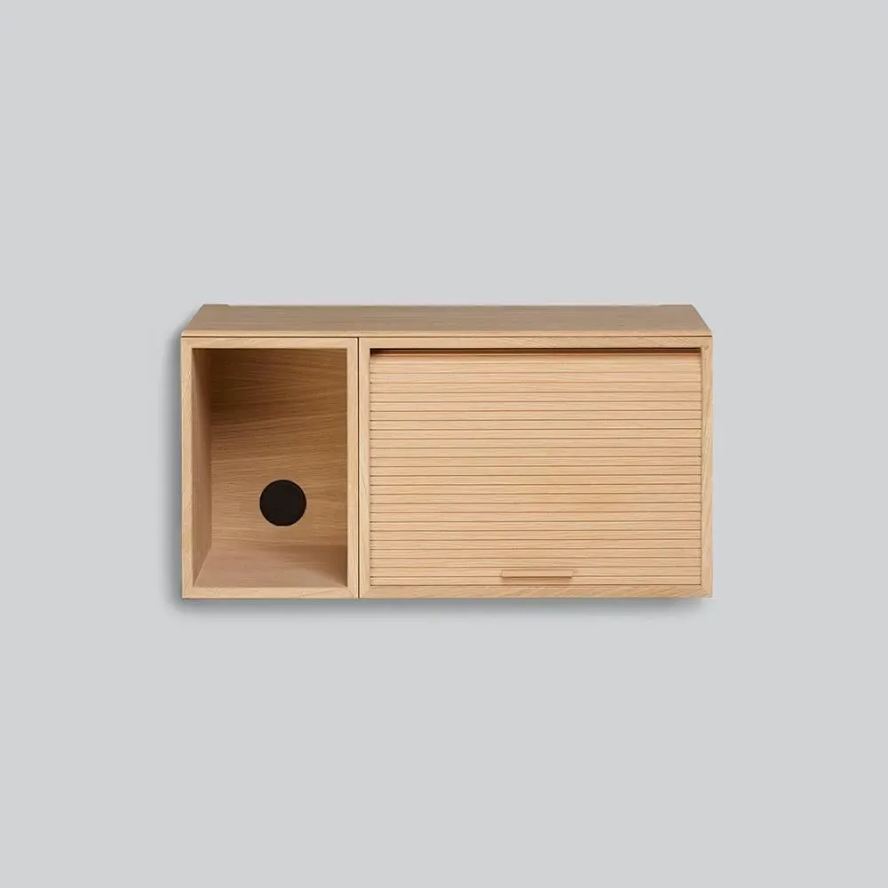 Wall-Mount Cabinet with Scrolling Door - Oak image