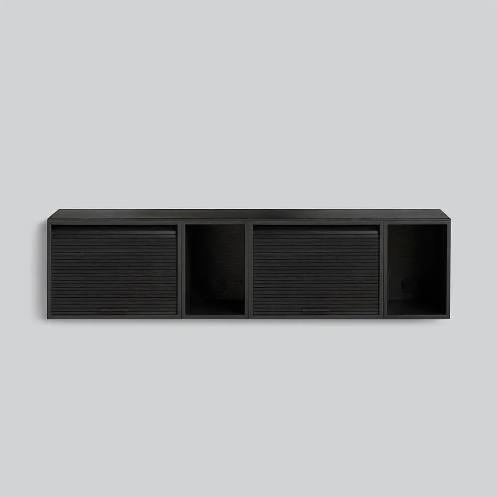 Wall-Mount Media Cabinet with Door - Black, Oak