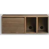 Wall-Mount Media Cabinet with Door - Smoked Oak