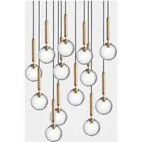 13-Light Cluster Pendant - Brass, Clear Glass