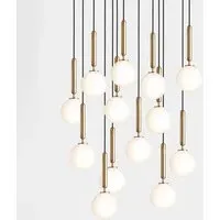 13-Light Cluster Pendant - Brass, Opal Glass