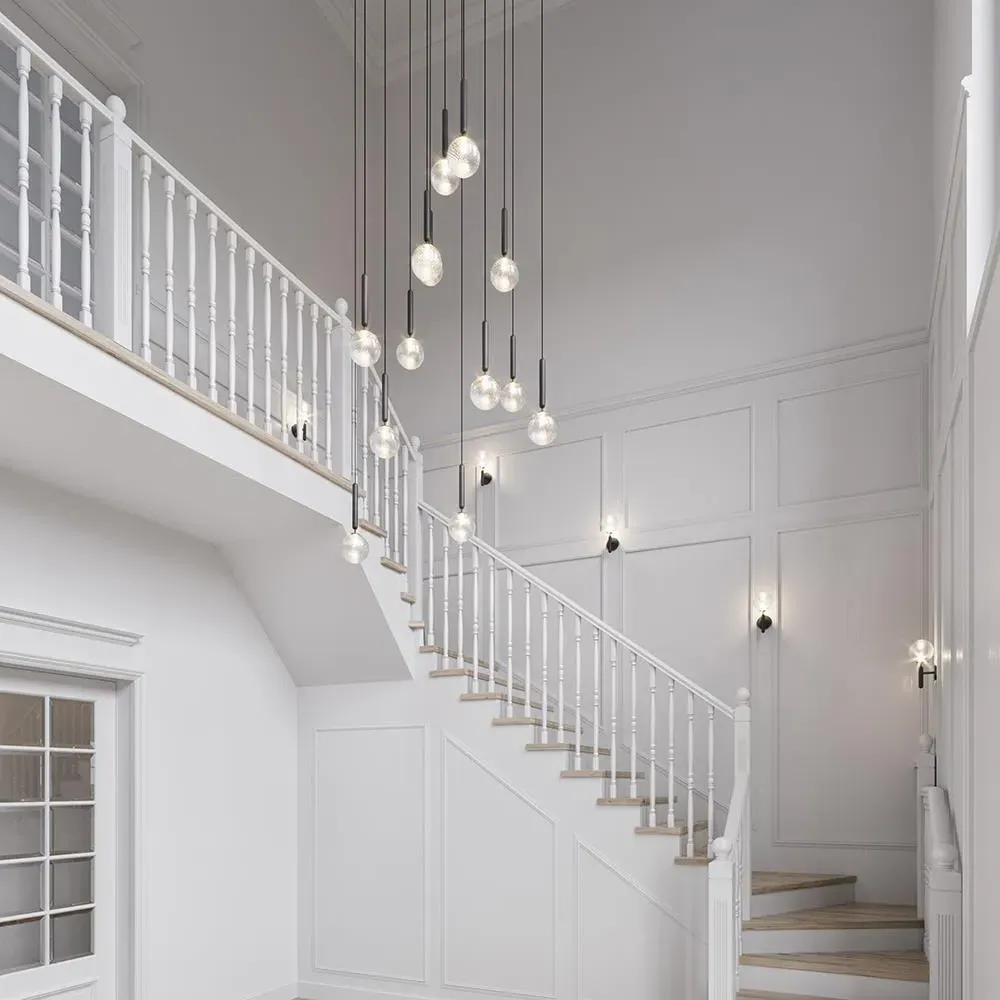 13-Light Cluster Pendant - Brass, Opal Glass