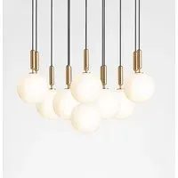 13-Light Cluster Pendant - Brass, Opal Glass