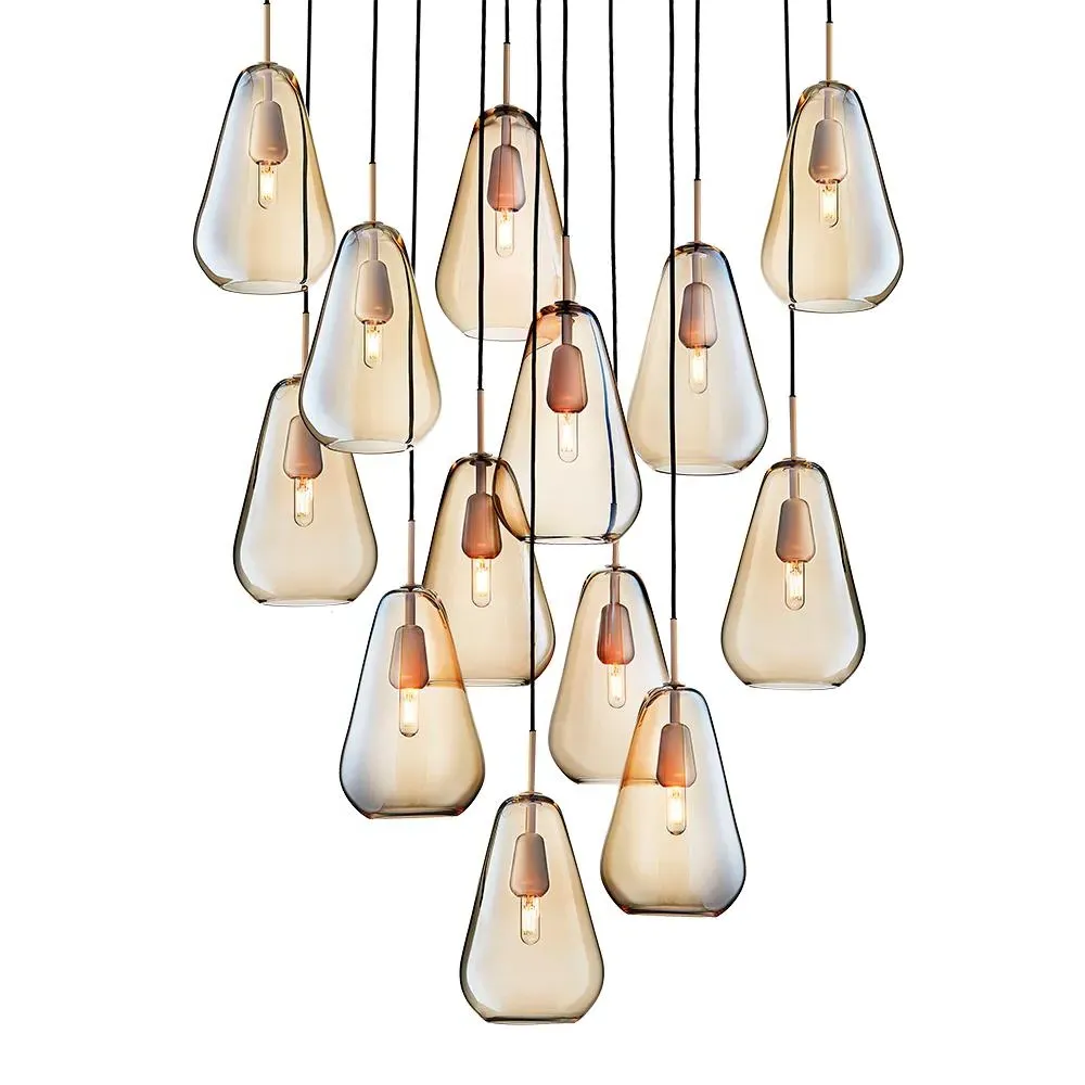 13-Light Cluster Pendant - Gold, Glass