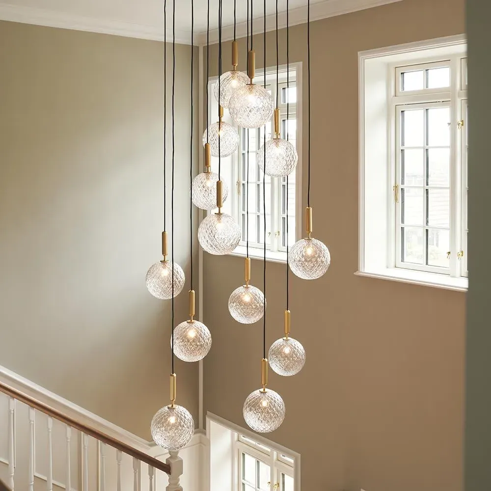 13-Light Cluster Pendant - Grey, Clear Glass