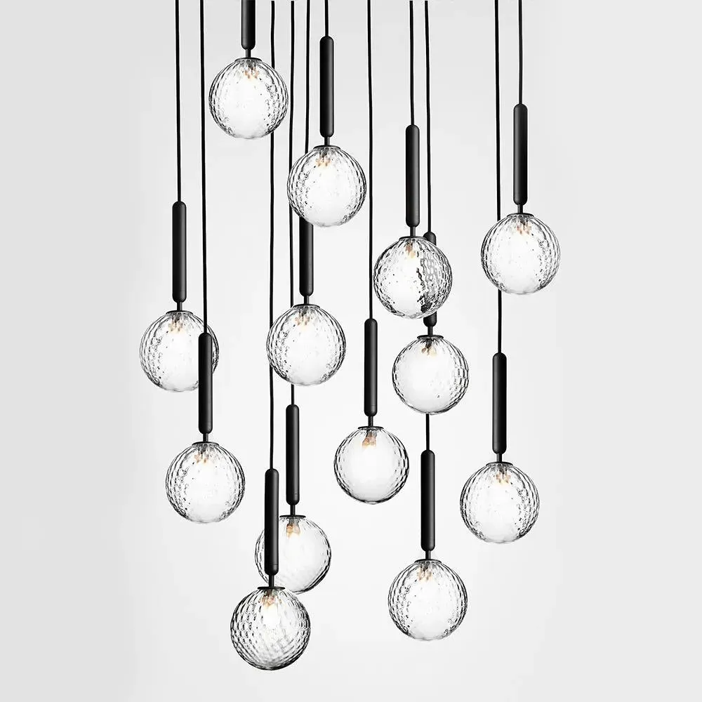13-Light Cluster Pendant - Grey, Clear Glass