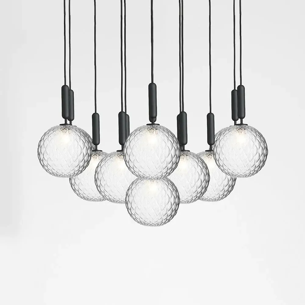 13-Light Cluster Pendant - Grey, Clear Glass