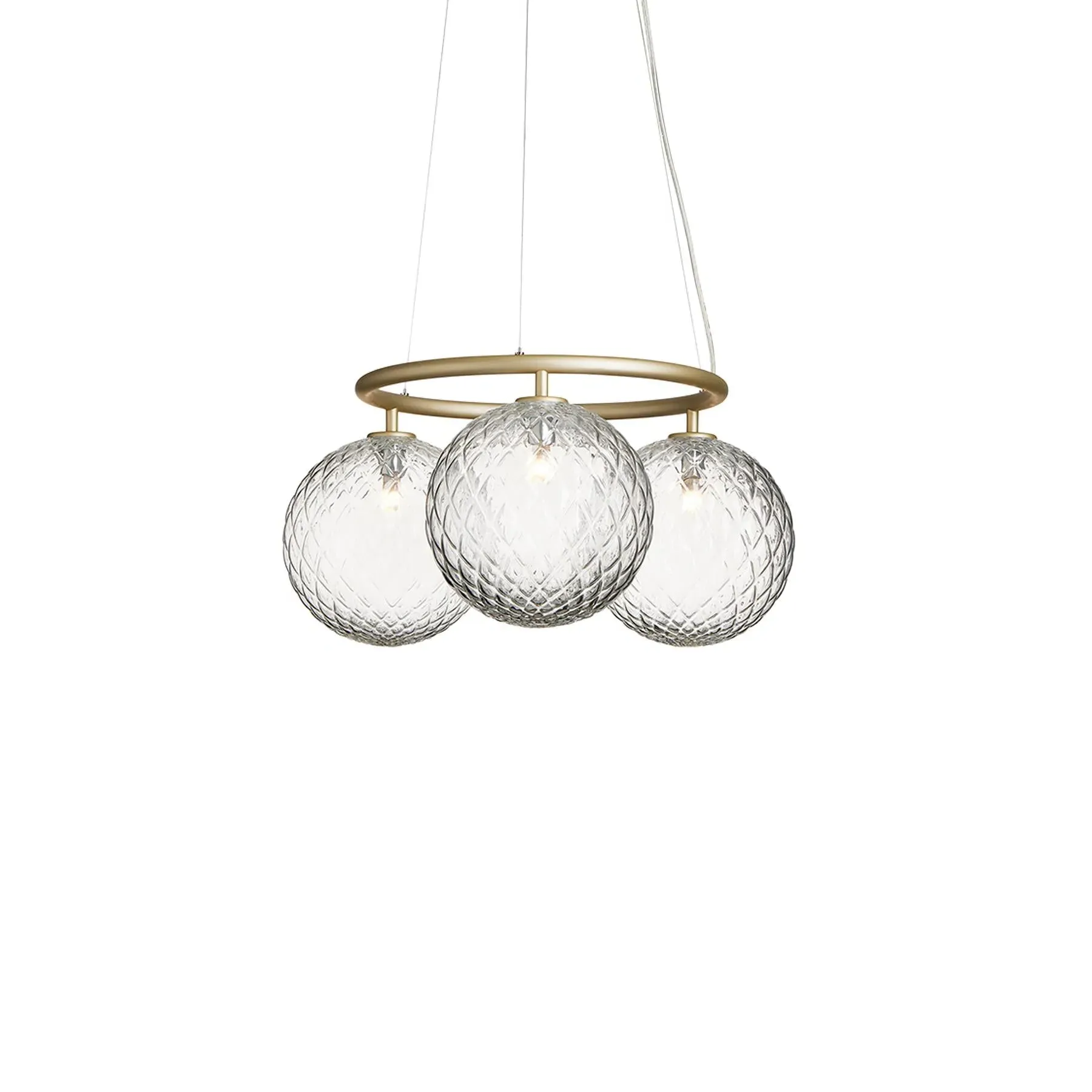 3-Light Circular Chandelier - Brass, Metal