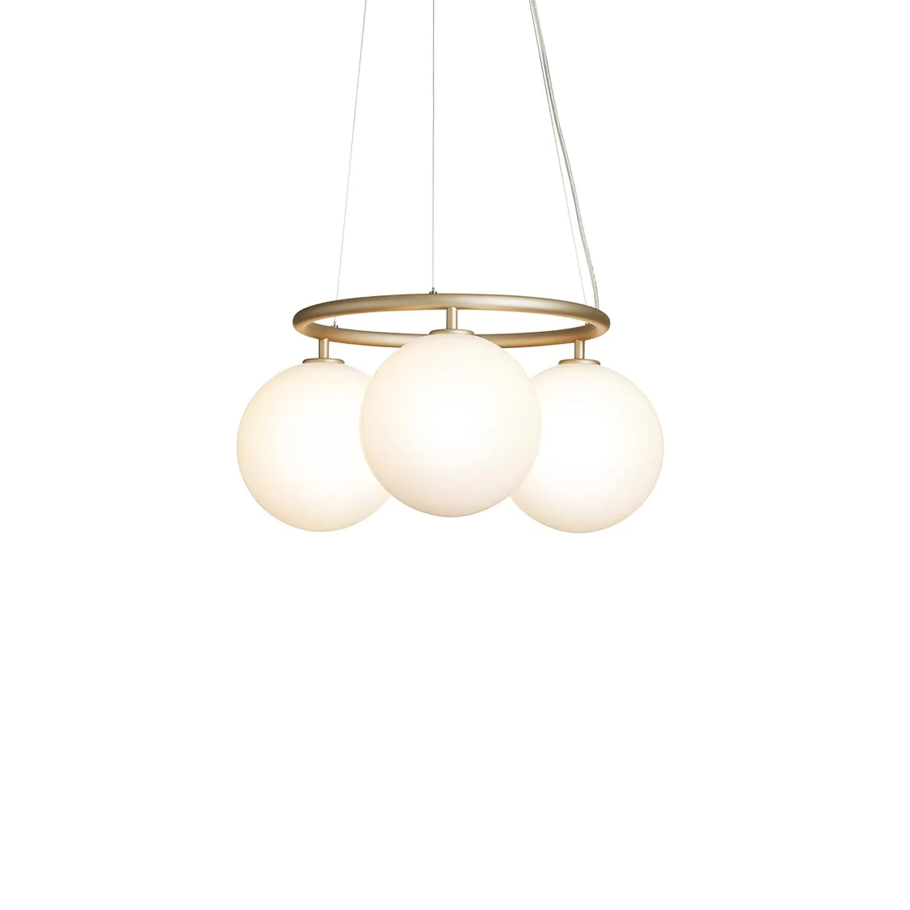 3-Light Circular Chandelier - Brass, Opal Glass image