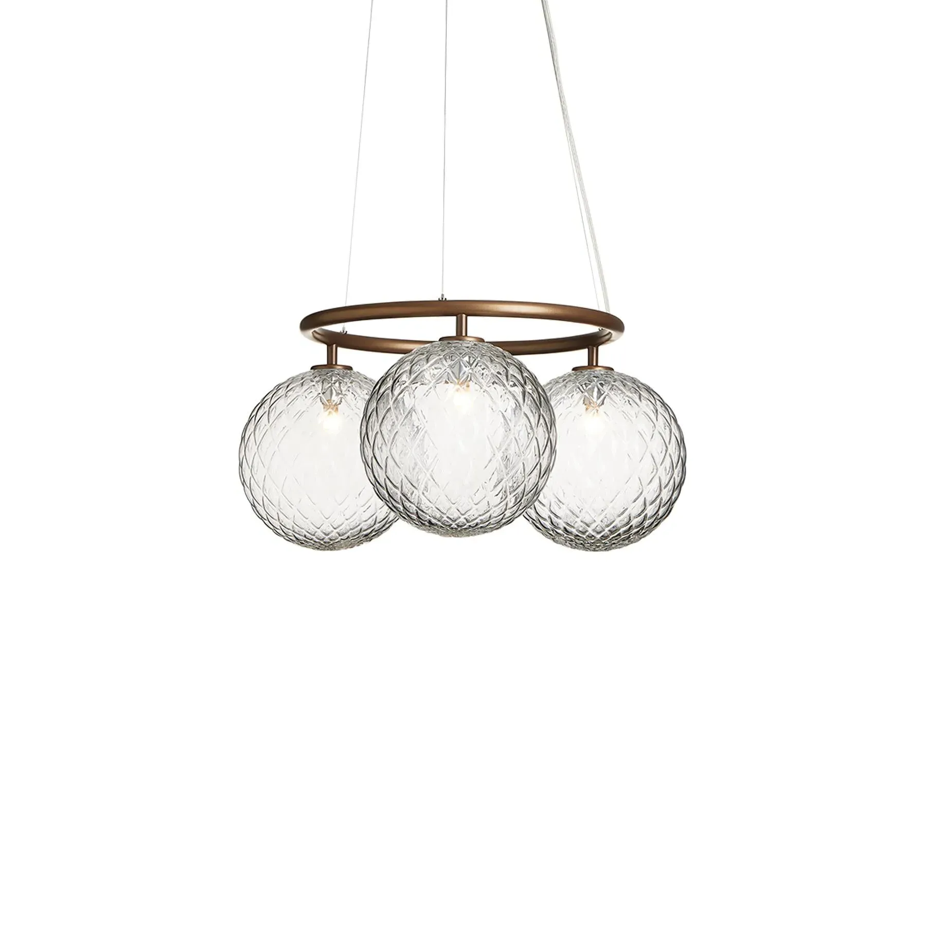 3-Light Circular Chandelier - Bronze, Metal