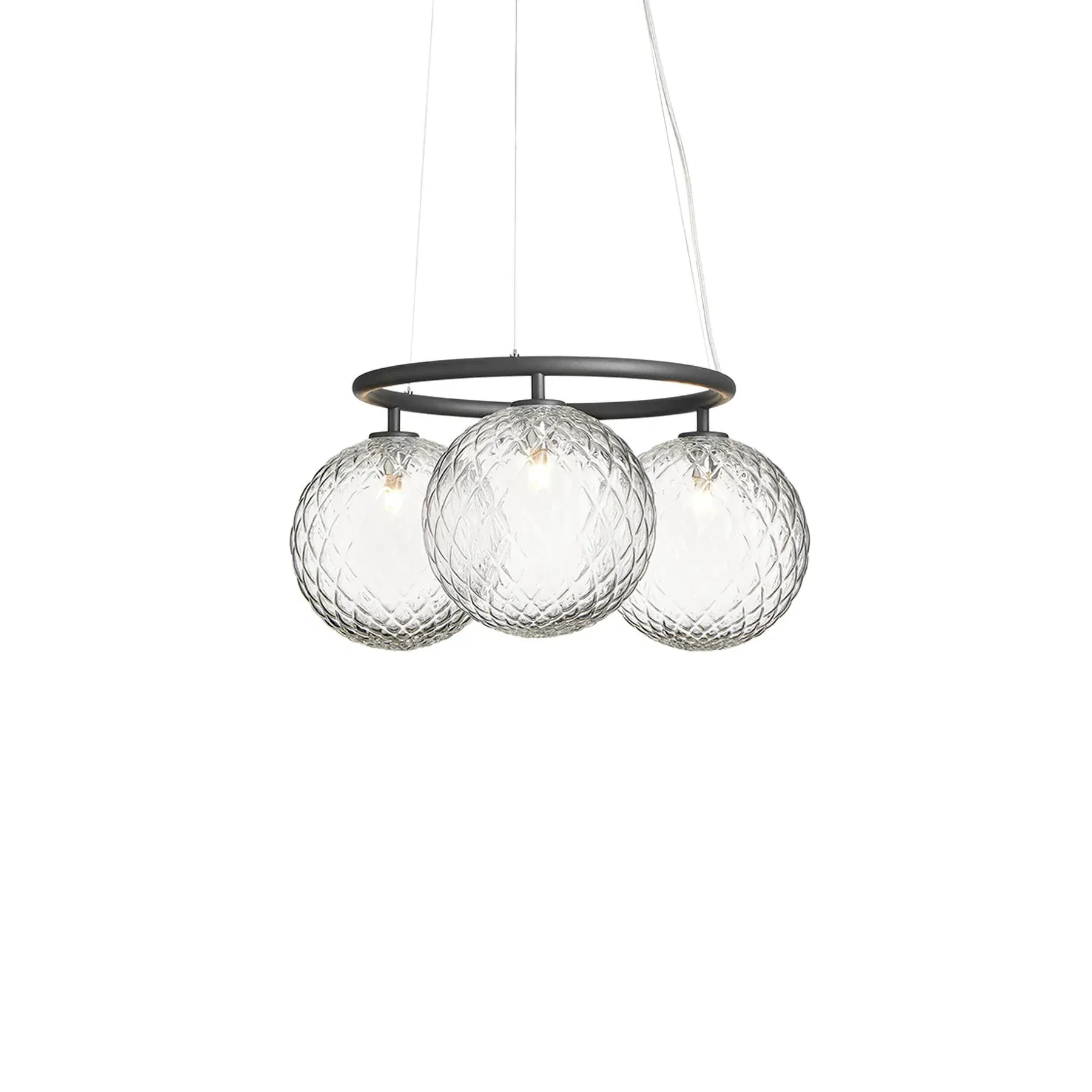 3-Light Circular Chandelier - Grey, Metal