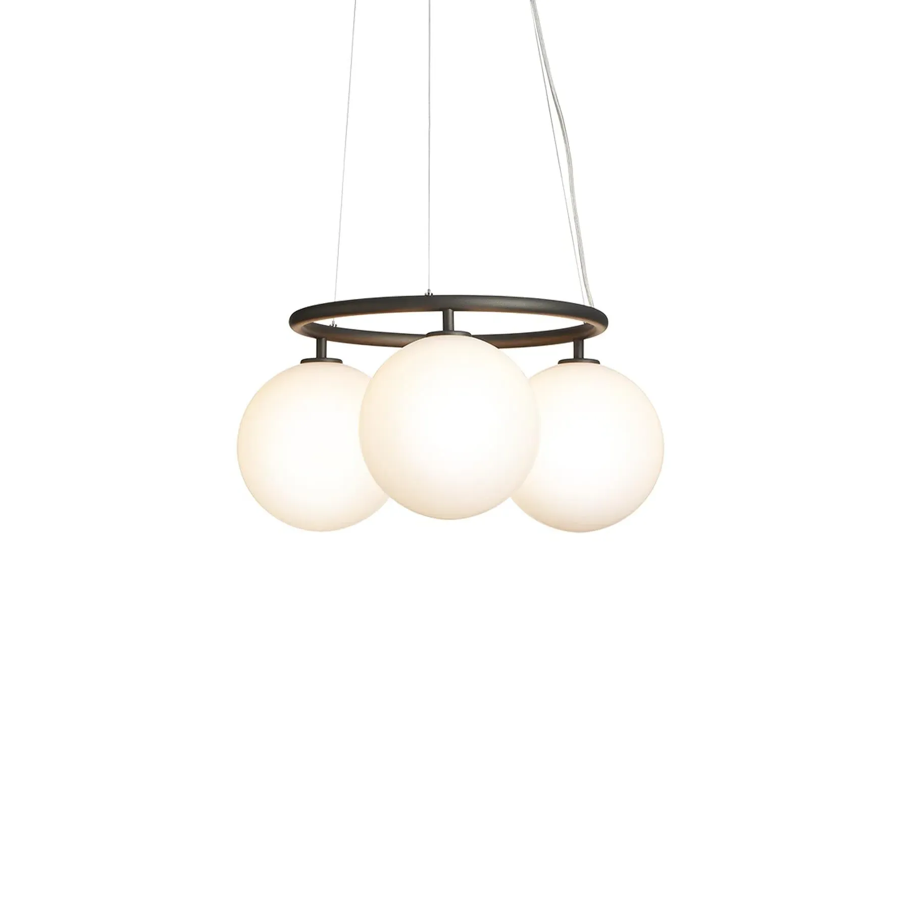 3-Light Circular Chandelier - Grey, Metal